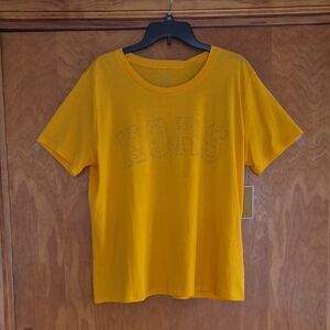 MICHAEL Michael Kors Women’s Yellow T-Shirt with Gold Studded Logo, size XL